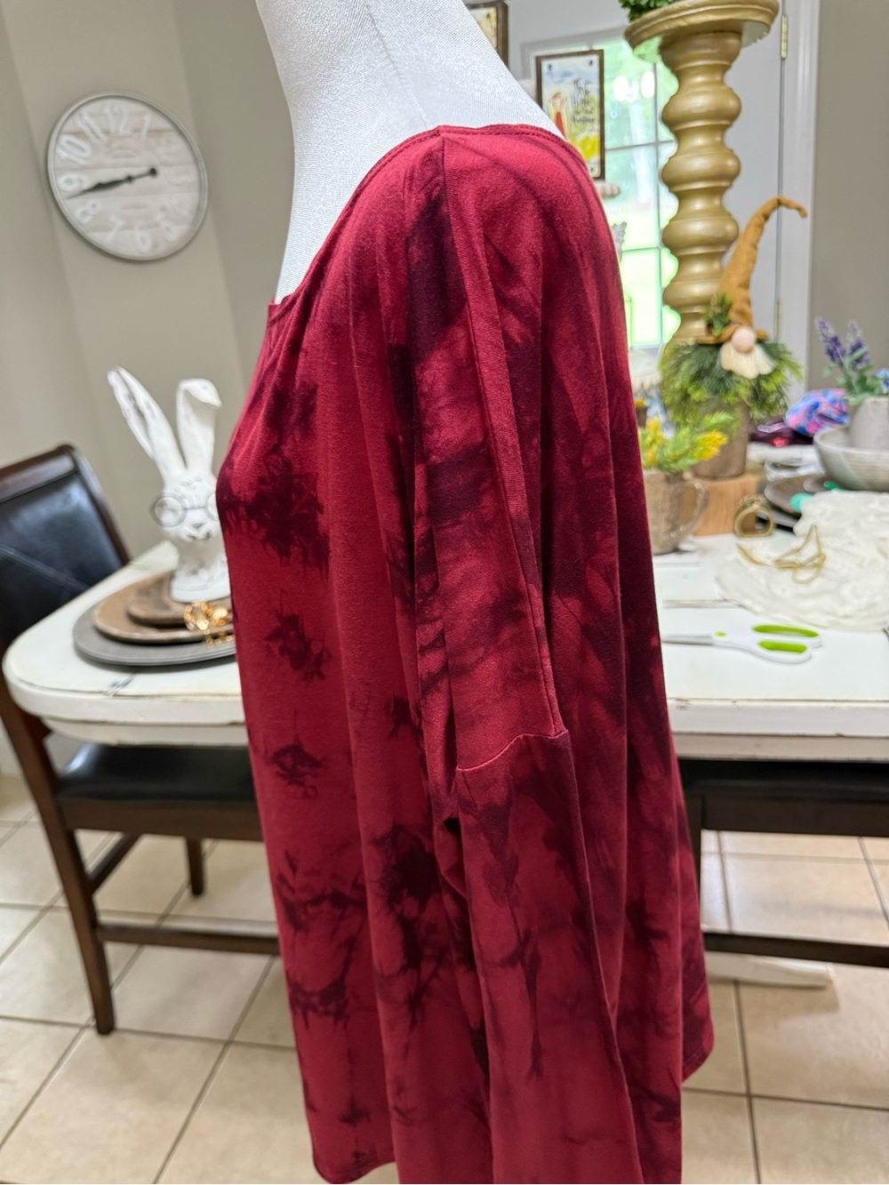 Piko 1988 Off-Shoulder Tie-Dye Long Sleeve Top - Burgundy‎ - Picture 3 of 5